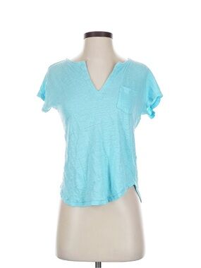 Lilly Pulitzer Aqua V-Neck Short Sleeve 100% Linen